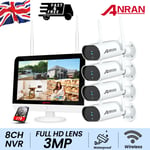 ANRAN CCTV Wireless Camera Home Security System 3MP WiFi 8CH 12.5in NVR 1TB HDD