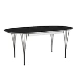 Fritz Hansen - B620 Superellips Utdragbart, Laminat, Svart, Svart pulverlack - Matbord - Bruno Mathsson - Svart - Metall/Trä