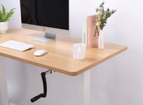 Höj- & sänkbart skrivbord, vev, vitt stativ, vit bordsskiva, 160x80 cm