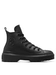 Converse Chuck Taylor All Star Lugged Lift Leather Hi Top Trainers - Black, Black, Size 3 Older