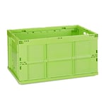 Relaxdays 10022584_53 Boîte pliable couvercle caisse de rangement plastique coffre transport 60 litres 60x40x32 cm, vert, 40 x 58,5 x 31,5 cm