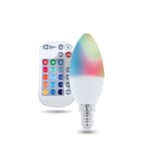 Fjärrkontrollstyrd LED-Lampa med RGB, E14, C37, 5W