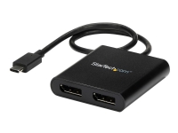 StarTech.com USB-C till DisplayPort-flerskärmsadapter - MST-hubb med 2 portar - DisplayPort-adapter - 24 pin USB-C (hane) till DisplayPort (hona) - Displayport 1.2/Thunderbolt 3 - 38.6 m - USB-ström, 4K30 Hz (3840 x 2160) stöd, 2560 x 1600 (WQXGA)-stöd 60 Hz - svart - för P/N: BNDTB10GI, BNDTB210GSFP, BNDTB310GNDP, BNDTB410GSFP, BNDTB4M2E1, BNDTBUSB3142