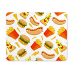 Cute Fast Food Hamburger Potato Hot-Dog and Pizza Rectangle Non Slip Rubber Comfortable Computer Mouse Pad Gaming Mousepad Mat for Home Woman Man Employee Boss Work