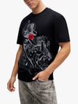 HUGO Dacifico Short Sleeve T-Shirt, Black/Multi
