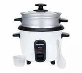 Geepas 0.6L Rice Cooker with Steamer | 350W | Non-Stick Inner Pot, Automatic