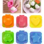 6 st form av plast (slumpmässig färg), molds Koka ägg Sushi Form Bento Maker Smörgåsskärare.(7,8 * 7,5 cm)
