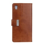 Mipcase Flip Phone Case for Sony Xperia XA1 Plus, Classic Simple Series Wallet Case with Card Slots, Leather Business Magnetic Closure Notebook Cover for Sony Xperia XA1 Plus (Brown)