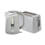 2 Slice Toaster & Illuminating Electric Kettle Combo Set 1.7L Cordless Jug Grey