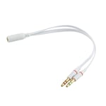 Universal 3.5mm Female to 2 Male Headphone With Mic Audio Y Splitter Cable(White)