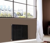 NRG Modern Horizontal Flat Panel radiators | Black 600 x 748 mm Double Column Designer Bathroom Radiator Heater