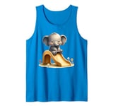 Blue Adorable Elephant on Slide Cute Animal Theme Tank Top