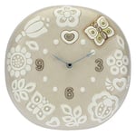 THUN - Horloge Murale Ronde avec Fleurs et Papillons - Living, Montres - Idée Cadeau - Ligne Prestige - Céramique; mécanisme Horloge en Plastique - 25 x 25 x 5,5 cm