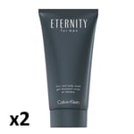 2 x Calvin Klein Eternity 100ml Hair & Body Wash / Shower Gel. 200ml Total