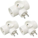 DEBFLEX Rallonge Electrique - Prise electrique - MultIPrise electrique - Adaptateur MultIPrise - TrIPlette électrique - TrIPlite Laterale 3 Socl 2P+T 16A D4.8mm +Ecl Blanc Vrac, Paquet de 3