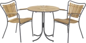 Marguerit cafébord ø70 cm + 2 stole, Antracit