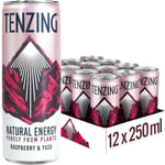 TENZING Natural Energy Drink, Plant Based, Vegan, & Gluten Free Drink, Raspberry & Yuzu, 250ml (Pack of 12)