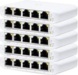 Ubiquiti Networks UniFi Flex Mini, 5-port Gigabit, passive PoE, strömförsörjd via POE 802.3af/at, 5-pack