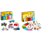 LEGO 11036 Classic Les Véhicules Créatifs, Maquette de Voiture, Véhicule de Police, Camion et Autres & 11029 Classic Boîte de Fête Créative, Ensemble de Briques, à Jouer en Famille