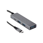 Ekon HUB Multiport 3 Ports USB-A 3.0 1 Port USB-C 2.0 Métal Câble USB-C pour PC, Ordinateur Portable, Souris, câbles de Chargement, claviers, clés USB