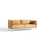 HAY Silhouette Sofa 3 Seater, Linara 142/Cognac Piping/Chrome Hvit Tekstil