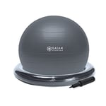 Gaiam Essentials Kit ballon d'équilibre et de base, chaise ballon de yoga de 65 cm, ballon d'exercice avec base anneau gonflable pour la maison ou le bureau, comprend une pompe à air – Gris