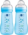 MAM Easy Active Baby Bottle with Medium Flow MAM Teats Size 2, Twin Pack of Baby