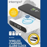 Intempo Wireless Alarm Clock Phone Charger Digital Display Slim Design 10W