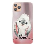 Personalised Phone Case For Samsung Galaxy S6 edge, Initials/Name on Grey Bunny Rabbit Print Hard Phone Cover