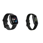 Fitbit Versa 4 Fitness Smartwatch with built-in GPS and up to 6 days battery life, Black/Graphite Aluminium & Inspire 3 Activity Tracker with 6-months Premium Membership Included