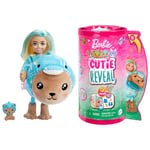 Barbie Cutie Reveal Chelsea Doll & Accessories, Animal Plush Costume & 6 Surprises Including Color Change, Teddy Bear as Dolphin, HRK30