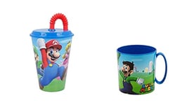 ALMACENESADAN, 4801, Pack tour à l'école super Mario ; composé de tasse micro-ondes 350 ml et tasse avec canne 430 ml, produit réutilisable, sans BPA