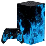 playvital Blue Flame Custom Vinyl Skins for Xbox Series X, Wrap Decal Cover Stickers for Xbox Series X Console Controller