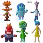 6-pack Inside Out Riley Joy Anxiety Sadness Figurer Bilkaka Dekoration Modell Leksak