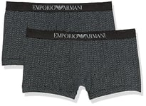 Emporio Armani Men's Classic Pattern Mix 2-Pack Trunks, Flowers/Black, XL
