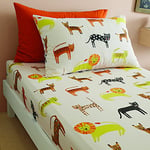 Pineapple Elephant Kids Bedroom Khari Animals Double Fitted Sheet 28cm Depth Cream