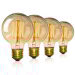4-pack vintage Edison-glödlampor - dimbar skruvlampa - globlampa - varm lampa 40w G80 E27 220V [Energiklass A]
