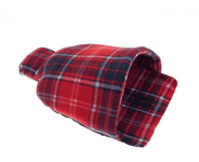 Red & Navy Tartan Fleece Single Pouch Hot Water Bottle Foot Warmer Foot Muff