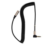 3.5mm Jack Male to Female Cable Earphone Headphone Audio Extension Cable Extendable Flexible Spring Cord Portable Audio Cable -Black