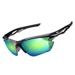 BONDDI Lunette de Soleil Sport Polarisée, Lunettes de Cyclisme Homme Femme pour Cyclisme, Conduite, Golf, Ski, Pêche et Course à Pied avec Protection UV400 et Monture TR90 Incassable