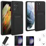 Svart slot korthållare skal skydd Samsung S23/S23 ULTRA - VÄLJ: SVART S23 ULTRA SAMSUNG GALAXY