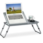 Relaxdays - Table pour ordinateur portable, hauteur réglable, pliable, surface de travail inclinable, 44x73x34,5 cm, gris