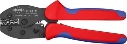 Knipex PreciForce® Crimping Pliers burnished, with multi-component grips 220 mm (self-service card/blister) 97 52 34 SB
