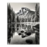 Majestic Yosemite Valley Iconic Half Dome Black And White Photo Photography Large Wall Unframed Art Poster Print Thick Paper 18X24 Inch