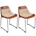 Spisebordsstole 2 stk. ægte læder og kanvas brun og beige