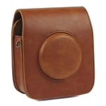 Solid Color Protective Shoulder Bag Compatible for Fujifilm Instax Square SQ20/ SQ10 Instant Film Camera Case PU Leather Material (Brown)