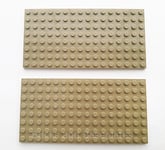 2 x LEGO 8x16 DARK TAN Plate Baseplate Base - 8x16 STUDS (PINS)  - Brand New