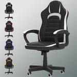 DEVOKO Gaming Chair Office Ergonomic Height Adjustable Home with Universal Wheels,White - White