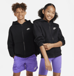 Nike Older Kids' Full-zip Hoodie Sportswear Club Fleece Urheilu BLACK/WHITE