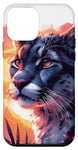 Coque pour iPhone 12 mini Cougar noir cool coucher de soleil lion de montagne puma animal anime art